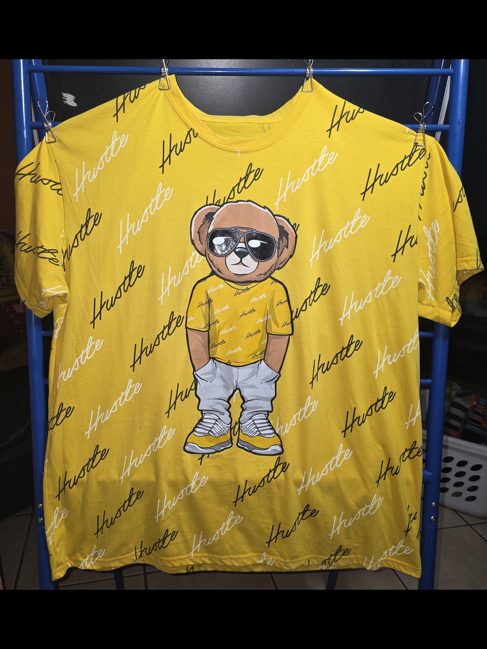 Hustle Yellow Bear Graphic T Shirt